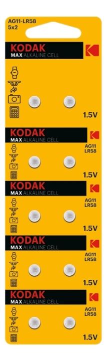 Kodak MAX AG11/LR58 alkaline battery (10 pack perforated) ryhmässä KODINELEKTRONIIKKA / Paristot & Laturit / Akut / Nappiparistot @ TP E-commerce Nordic AB (A17145)