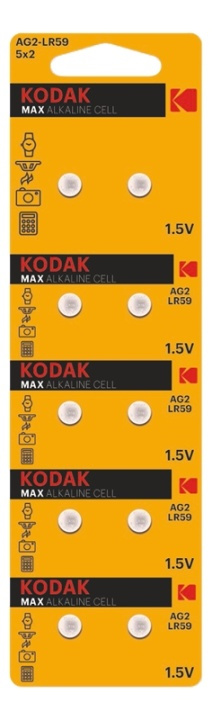 Kodak Kodak MAX AG2/LR59 alkaline battery (10 pack perforated) ryhmässä KODINELEKTRONIIKKA / Paristot & Laturit / Akut / Nappiparistot @ TP E-commerce Nordic AB (A17147)