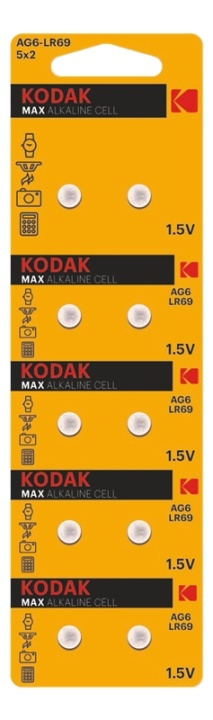 Kodak MAX AG6/LR69 alkaline battery (10 pack perforated) ryhmässä KODINELEKTRONIIKKA / Paristot & Laturit / Akut / Nappiparistot @ TP E-commerce Nordic AB (A17151)