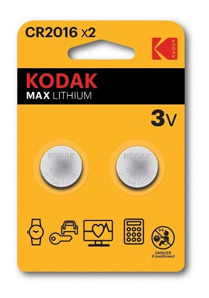 Kodak Kodak Max lithium CR2016 battery (2 pack) ryhmässä KODINELEKTRONIIKKA / Paristot & Laturit / Akut / Nappiparistot @ TP E-commerce Nordic AB (A17166)