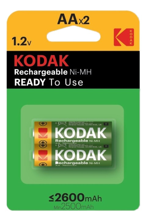 Kodak rechargeable Ni-MH AA battery 2600mAh (2 pack) ryhmässä KODINELEKTRONIIKKA / Paristot & Laturit / Akut / AA @ TP E-commerce Nordic AB (A17168)