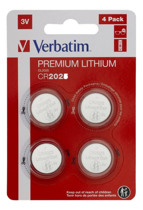 Verbatim LITHIUM BATTERY CR2025 3V 4 PACK ryhmässä KODINELEKTRONIIKKA / Paristot & Laturit / Akut / Nappiparistot @ TP E-commerce Nordic AB (A17177)