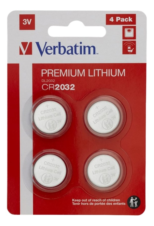 Verbatim LITHIUM BATTERY CR2032 3V 4 PACK ryhmässä KODINELEKTRONIIKKA / Paristot & Laturit / Akut / Nappiparistot @ TP E-commerce Nordic AB (A17178)