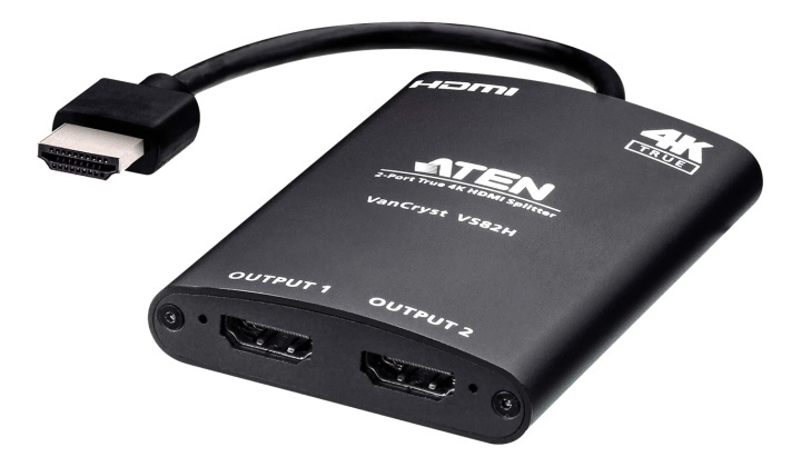 ATEN 2 Port True 4K HDMI Splitter ryhmässä TIETOKOONET & TARVIKKEET / Kaapelit & Sovittimet / Adapterit @ TP E-commerce Nordic AB (A17182)