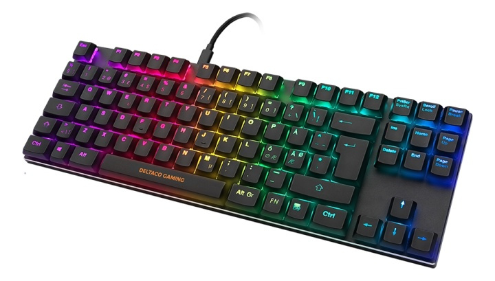 DELTACO GAMING DK420BR TKL Mechanical keyboard, Brown switches, RGB, b ryhmässä TIETOKOONET & TARVIKKEET / GAMING / Näppäimistöt @ TP E-commerce Nordic AB (A17306)