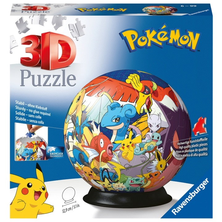 Ravensburger 3D Puzzle-Ball Pokémon 72p ryhmässä URHEILU, VAPAA-AIKA JA HARRASTUS / Harrastus / Palapeli @ TP E-commerce Nordic AB (A17992)