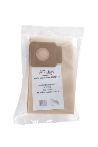 Adler-pölynimuripussit AD 7011:lle, 5-pakkaus ryhmässä KOTI, TALOUS JA PUUTARHA / Siivoustuotteet / Imurit & Tarvikkeet / Tarvikkeet / Pölynimurin pussit @ TP E-commerce Nordic AB (A18191)