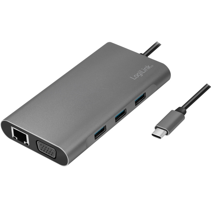 LogiLink USB-C-docka 10-i-1 HDMI/VGA/RJ ryhmässä TIETOKOONET & TARVIKKEET / Verkko / Verkkokortti / USB @ TP E-commerce Nordic AB (A19068)
