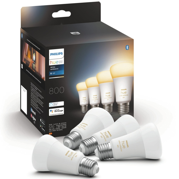 Philips Hue White Ambiance E27 4-pack ryhmässä KOTI, TALOUS JA PUUTARHA / Älykodit / Älykäs valaistus @ TP E-commerce Nordic AB (A19268)