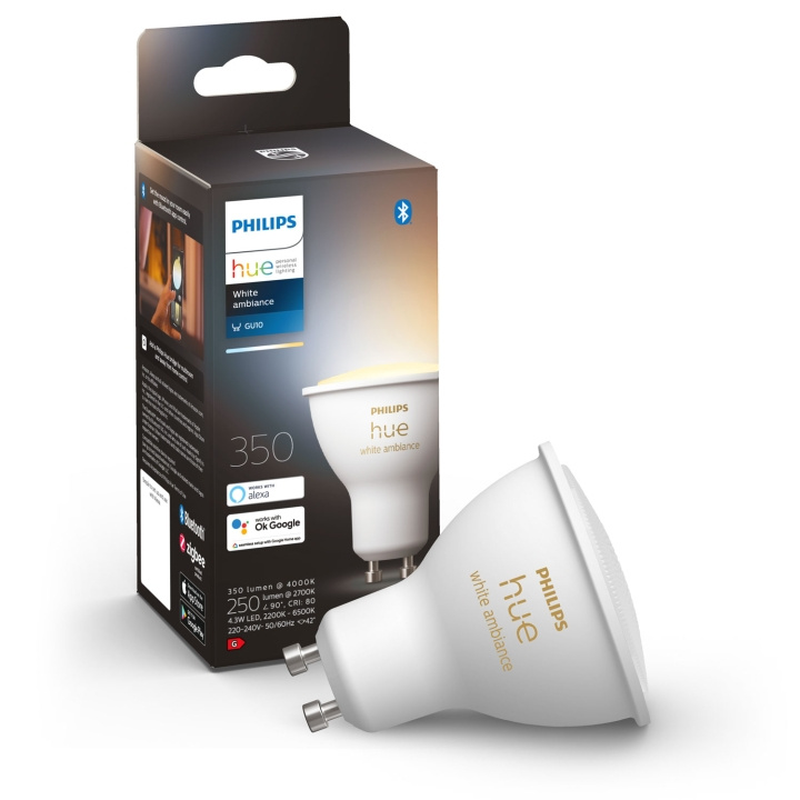 Philips Hue White Ambiance GU10 1-pack ryhmässä KOTI, TALOUS JA PUUTARHA / Älykodit / Älykäs valaistus @ TP E-commerce Nordic AB (A19276)