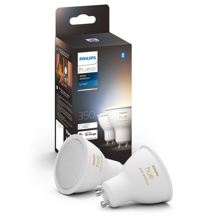 Philips Hue White Ambiance GU10 2-pack ryhmässä KOTI, TALOUS JA PUUTARHA / Älykodit / Älykäs valaistus @ TP E-commerce Nordic AB (A19277)