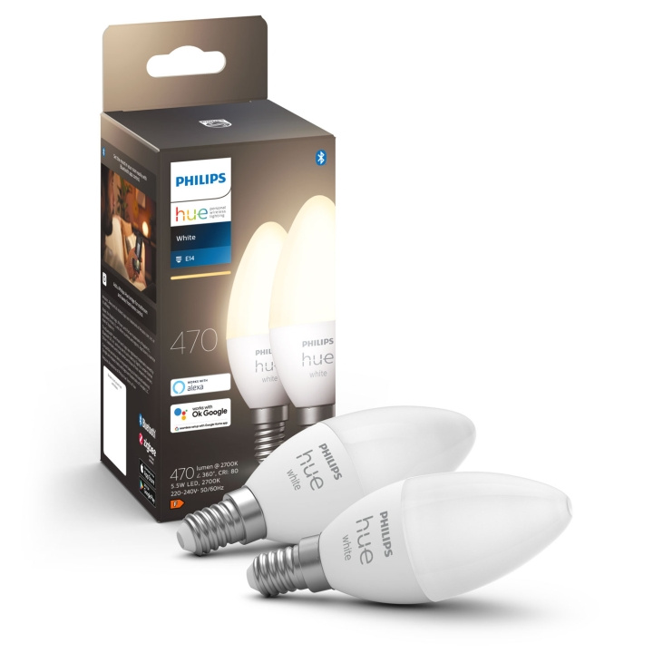 Philips Hue White E14 Kron 2-pack ryhmässä KOTI, TALOUS JA PUUTARHA / Älykodit / Älykäs valaistus @ TP E-commerce Nordic AB (A19286)