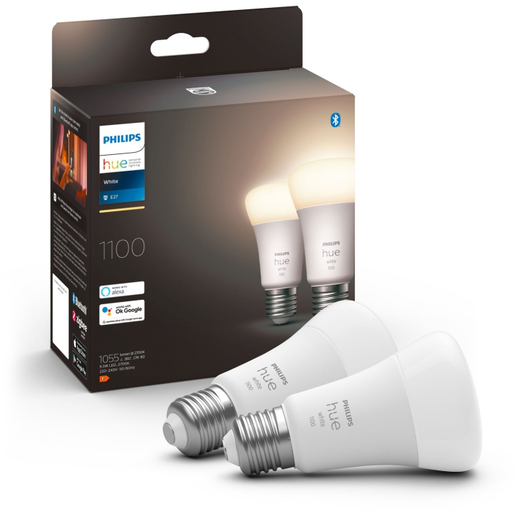 Philips Hue White E27 A60 1100lm 2-pac ryhmässä KOTI, TALOUS JA PUUTARHA / Älykodit / Älykäs valaistus @ TP E-commerce Nordic AB (A19290)