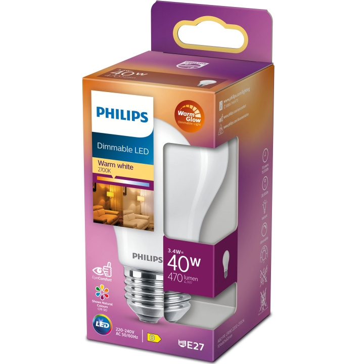 Philips LED E27 Normal 40W Frost Dimba ryhmässä KODINELEKTRONIIKKA / Valaistus / LED-lamput @ TP E-commerce Nordic AB (A19301)