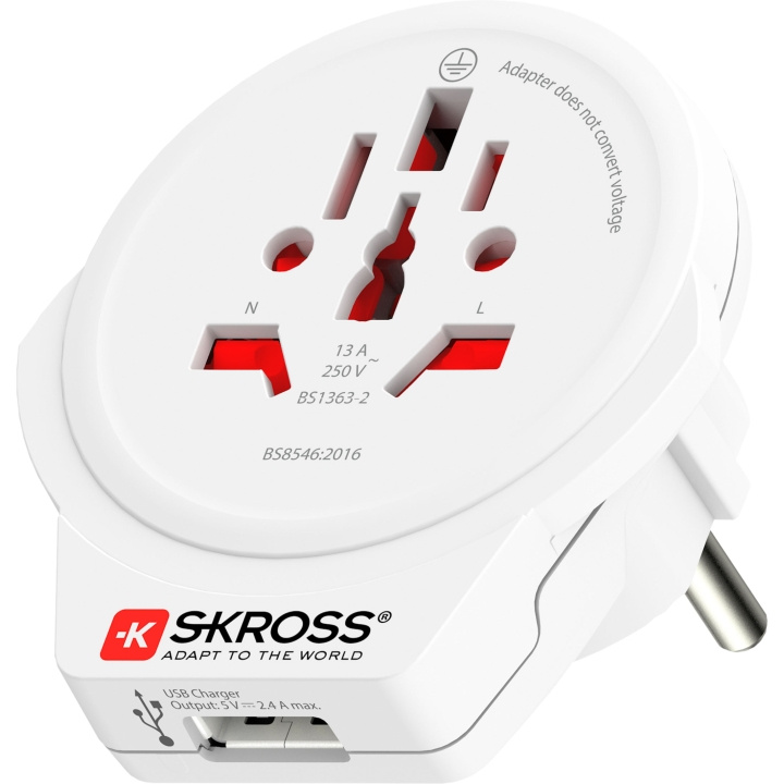 SKROSS El-Adapter Europa med USB ryhmässä KOTI, TALOUS JA PUUTARHA / Sähkö & Valaistus / Matkasovittimet @ TP E-commerce Nordic AB (A19435)