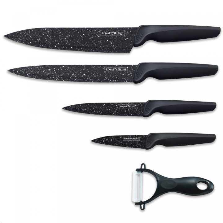 Royalty Line RL-MB4 4 Pieces Marble Coated Knife Set with Ceramic Peeler ryhmässä KOTI, TALOUS JA PUUTARHA / Keittiövälineet / Keittiöveitset ja veitsenteroittimet @ TP E-commerce Nordic AB (A20193)