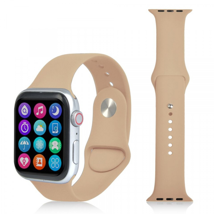 Silikonarmband till Apple Watch 38/40mm, Ljusbrun ryhmässä ÄLYPUHELIMET JA TABLETIT / Urheilu, koti ja vapaa-aika / Apple Watch & tarvikkeet / Tarvikkeet @ TP E-commerce Nordic AB (A20231)