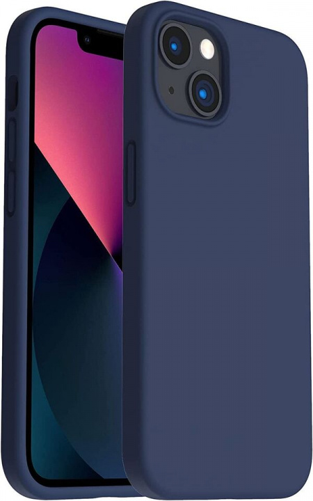 Silikonikotelo iPhone 14:lle, tummansininen ryhmässä ÄLYPUHELIMET JA TABLETIT / Puhelimen suojakotelo / Apple / iPhone 14 @ TP E-commerce Nordic AB (A20264)