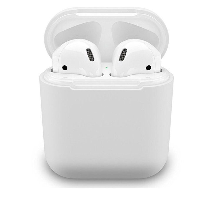 Skyddsfodral i silikon till Apple Airpods, Vit ryhmässä KODINELEKTRONIIKKA / Ääni & Kuva / Kuulokkeet & Tarvikkeet / Tarvikkeet @ TP E-commerce Nordic AB (A20331)