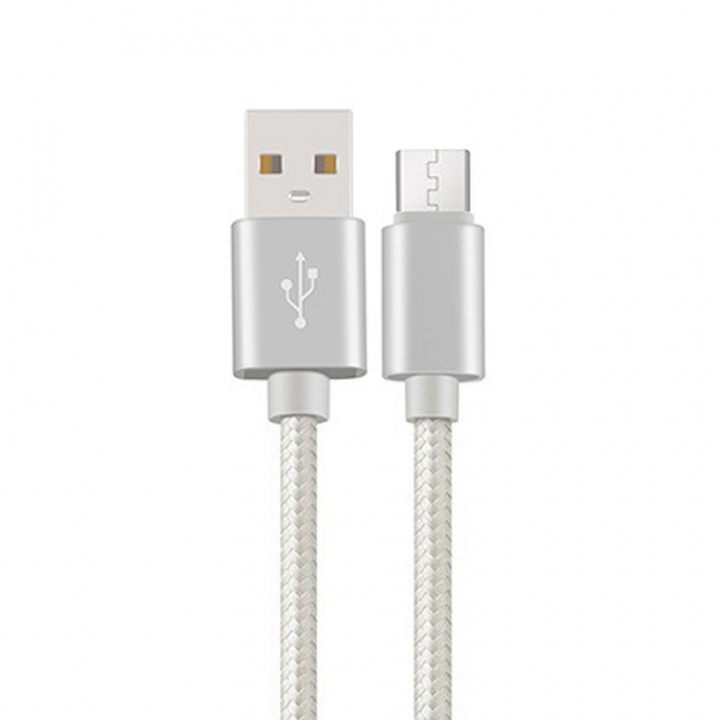 Kort micro-usb till USB-laddare 20 cm, Silver ryhmässä ÄLYPUHELIMET JA TABLETIT / Laturit & Kaapelit / Kaapelit / MicroUSB-kaapelit @ TP E-commerce Nordic AB (A20832)