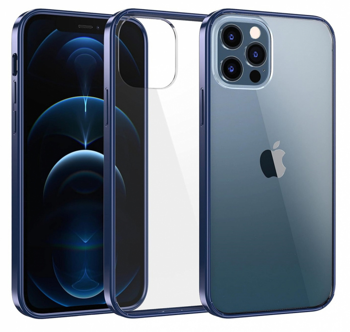 Tyylikäs kotelo värillisillä reunoilla iPhone 12 Minille, sininen ryhmässä ÄLYPUHELIMET JA TABLETIT / Puhelimen suojakotelo / Apple / iPhone 12 Mini / Kuoret @ TP E-commerce Nordic AB (A20862)