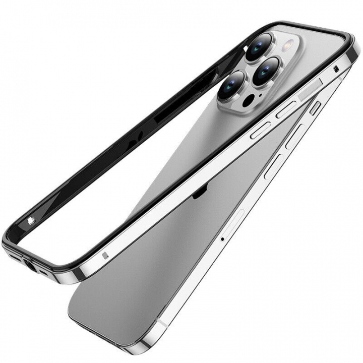 Tyylikäs kotelo, jossa on värilliset reunat iPhone 12 Pro Maxille, hopea ryhmässä ÄLYPUHELIMET JA TABLETIT / Puhelimen suojakotelo / Apple / iPhone 12 Pro @ TP E-commerce Nordic AB (A20869)