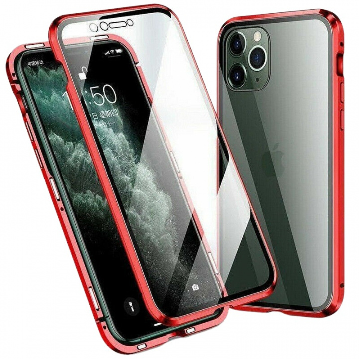 Genomskinligt Iphone 12 Pro Max magnetiskt skal i glas, Röd ryhmässä ÄLYPUHELIMET JA TABLETIT / Puhelimen suojakotelo / Apple / iPhone 12 Pro @ TP E-commerce Nordic AB (A20888)