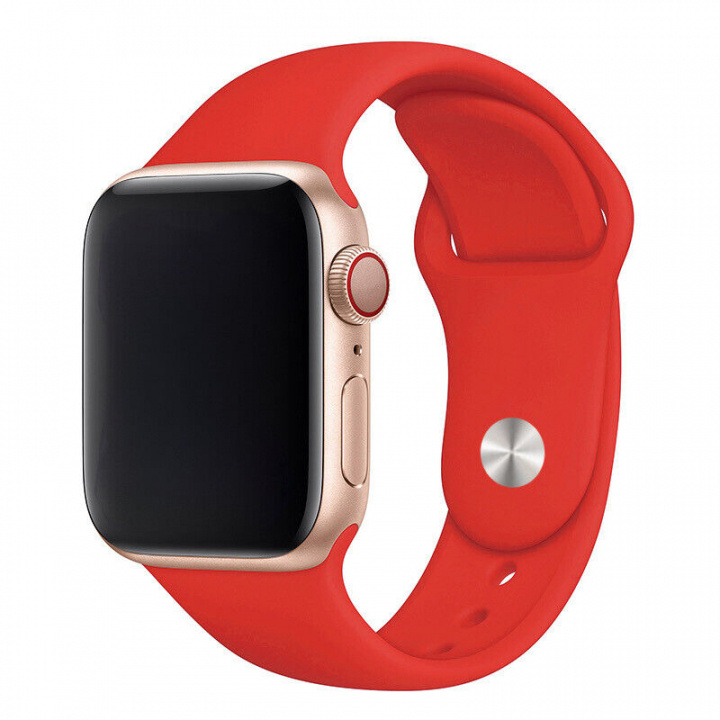 Silikonarmband till Apple Watch 42/44mm, Röd ryhmässä ÄLYPUHELIMET JA TABLETIT / Urheilu, koti ja vapaa-aika / Apple Watch & tarvikkeet / Tarvikkeet @ TP E-commerce Nordic AB (A21298)