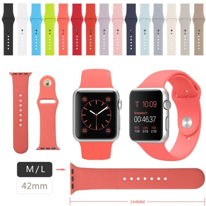 Silikonarmband till Apple Watch 42mm ryhmässä ÄLYPUHELIMET JA TABLETIT / Urheilu, koti ja vapaa-aika / Apple Watch & tarvikkeet / Tarvikkeet @ TP E-commerce Nordic AB (A21301)