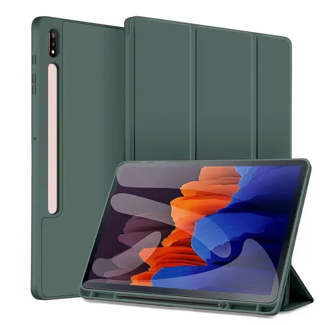 Fodral till Samsung Galaxy Tab S7 Plus, Grön ryhmässä ÄLYPUHELIMET JA TABLETIT / Tabletin suojakotelo / Samsung tablets @ TP E-commerce Nordic AB (A22061)