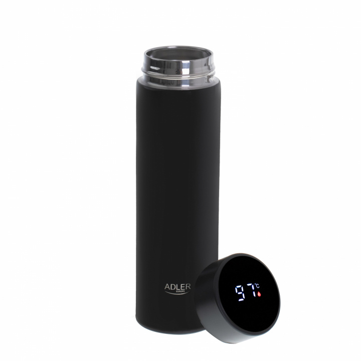 Adler AD 4506bk Termospullo LED-valolla, 473ml, musta ryhmässä URHEILU, VAPAA-AIKA JA HARRASTUS / Ulkoilu / Termos- ja vesipullot @ TP E-commerce Nordic AB (A22064)