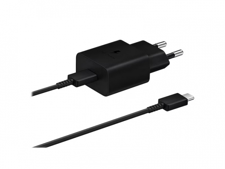 Samsung EP-T1510X USB-C 15W Väggladdare + 3A USB-C Kabel, Svart ryhmässä ÄLYPUHELIMET JA TABLETIT / Laturit & Kaapelit / Seinälaturi / Seinälaturi Type C @ TP E-commerce Nordic AB (A22074)