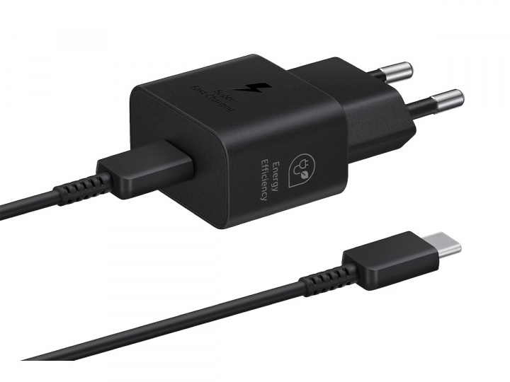 Samsung EP-T2510N GaN Väggladdare USB-C 25W + kabel, Svart ryhmässä ÄLYPUHELIMET JA TABLETIT / Laturit & Kaapelit / Seinälaturi / Seinälaturi Type C @ TP E-commerce Nordic AB (A22077)