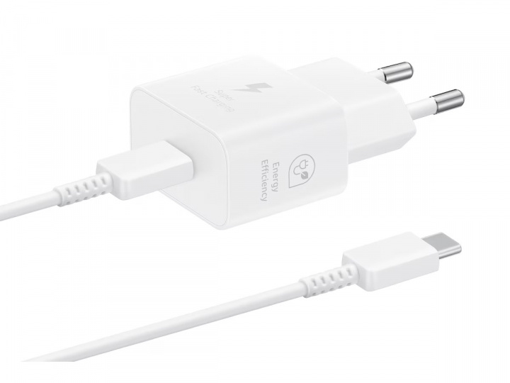 Samsung EP-T2510N GaN-seinälaturi USB-C 25W + kaapeli, valkoinen ryhmässä ÄLYPUHELIMET JA TABLETIT / Laturit & Kaapelit / Seinälaturi / Seinälaturi Type C @ TP E-commerce Nordic AB (A22078)