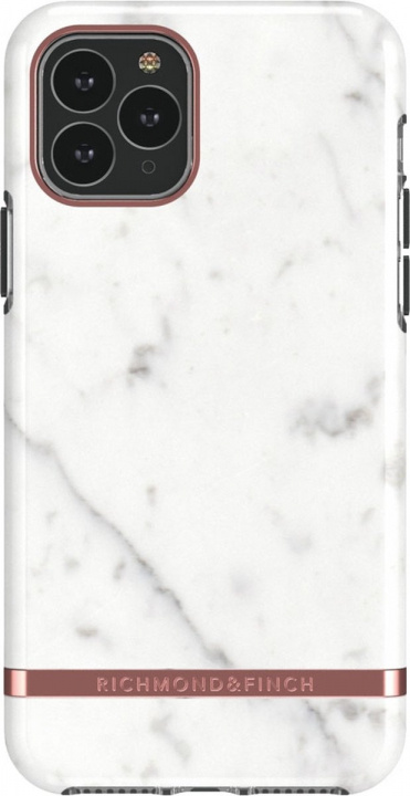 Richmond & Finch iPhone 12/12 Pro Freedom Case, White Marble, Rosegold ryhmässä ÄLYPUHELIMET JA TABLETIT / Puhelimen suojakotelo / Apple / iPhone 12 / Kuoret @ TP E-commerce Nordic AB (A22387)