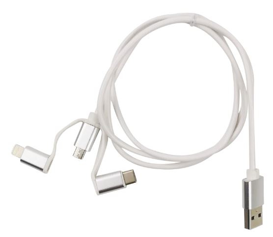 Cable USB-A - 3in1, MicroUSB, Lightning, USB-C, 1m ryhmässä ÄLYPUHELIMET JA TABLETIT / Laturit & Kaapelit / Kaapelit / Lightning kaapelit @ TP E-commerce Nordic AB (A22391)
