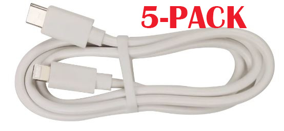 5-PACK kaapeli USB-C - Lightning, 2.4A, 1m, valkoinen ryhmässä ÄLYPUHELIMET JA TABLETIT / Laturit & Kaapelit / Kaapelit / Lightning kaapelit @ TP E-commerce Nordic AB (A22392PKT5)