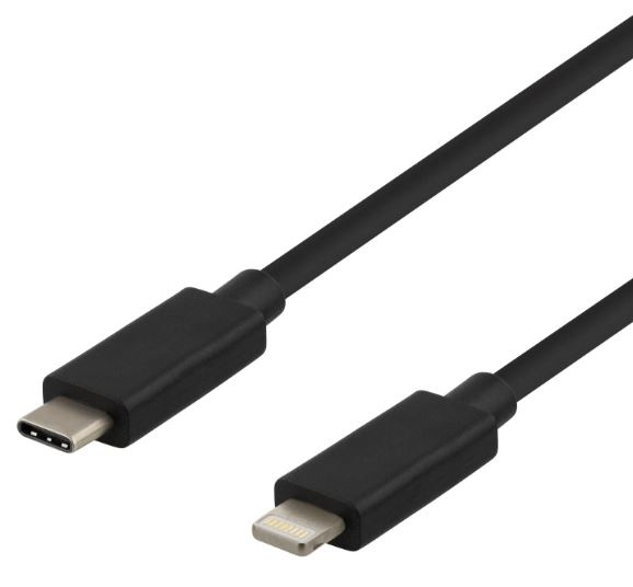 Cable USB-C - Lightning, 2.4A, 1m, Black ryhmässä ÄLYPUHELIMET JA TABLETIT / Laturit & Kaapelit / Kaapelit / Lightning kaapelit @ TP E-commerce Nordic AB (A22400)