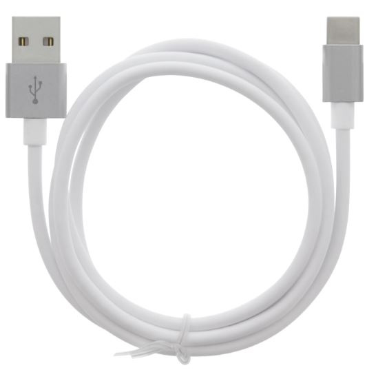 Cable USB-A - USB-C 2.4A, 1m, White ryhmässä ÄLYPUHELIMET JA TABLETIT / Laturit & Kaapelit / Kaapelit / Tyyppi C -kaapelit @ TP E-commerce Nordic AB (A22405)