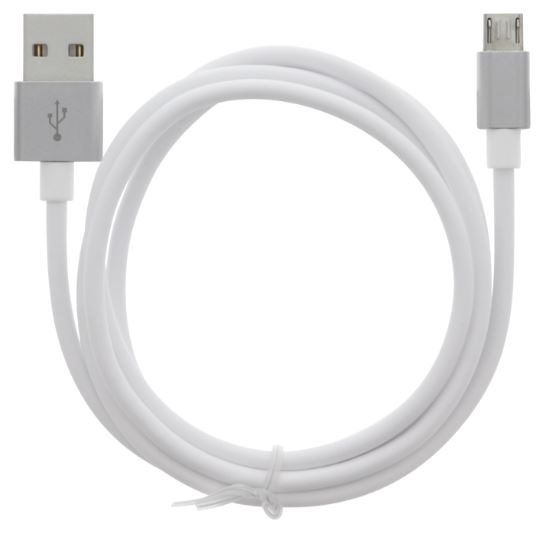 Cable USB-A - MicroUSB 2.4A, 1m, White ryhmässä ÄLYPUHELIMET JA TABLETIT / Laturit & Kaapelit / Kaapelit / MicroUSB-kaapelit @ TP E-commerce Nordic AB (A22406)