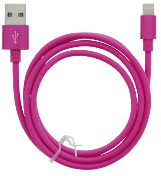 Cable USB-A - Lightning 2.4A, 1m, Pink ryhmässä ÄLYPUHELIMET JA TABLETIT / Laturit & Kaapelit / Kaapelit / Lightning kaapelit @ TP E-commerce Nordic AB (A22410)
