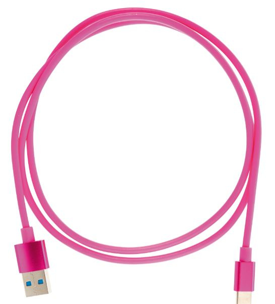 Cable USB-A - USB-C 2.4A, 1m, Pink ryhmässä ÄLYPUHELIMET JA TABLETIT / Laturit & Kaapelit / Kaapelit / Tyyppi C -kaapelit @ TP E-commerce Nordic AB (A22411)