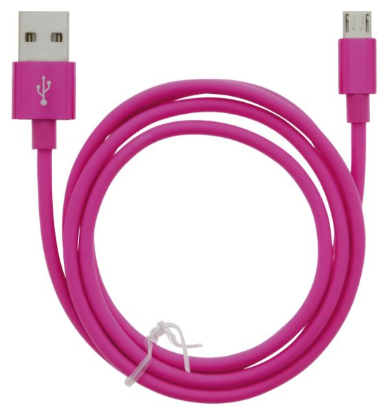 Cable USB-A - MicroUSB 2.4A, 1m, Pink ryhmässä ÄLYPUHELIMET JA TABLETIT / Laturit & Kaapelit / Kaapelit / MicroUSB-kaapelit @ TP E-commerce Nordic AB (A22412)