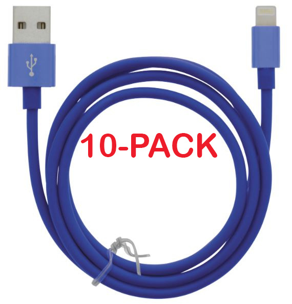 10-pakkaus USB-A - Lightning 2.4A, 1m, sininen ryhmässä ÄLYPUHELIMET JA TABLETIT / Laturit & Kaapelit / Kaapelit / Lightning kaapelit @ TP E-commerce Nordic AB (A22413PKT10)