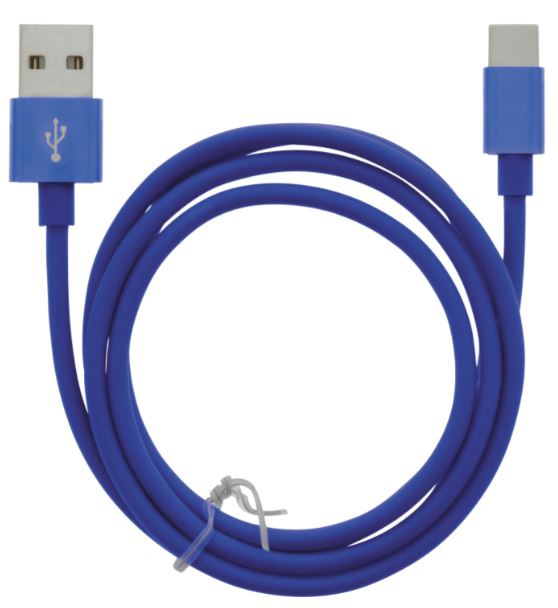 Cable USB-A - USB-C 2.4A, 1m, Blue ryhmässä ÄLYPUHELIMET JA TABLETIT / Laturit & Kaapelit / Kaapelit / Tyyppi C -kaapelit @ TP E-commerce Nordic AB (A22414)