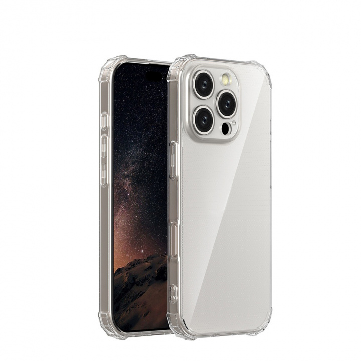 Anti-Shock 1,5 mm kotelo iPhone 16 Pro, läpinäkyvä ryhmässä ÄLYPUHELIMET JA TABLETIT / Puhelimen suojakotelo / Apple / iPhone 16 @ TP E-commerce Nordic AB (A22521)