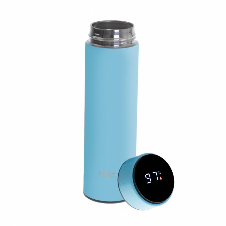 Adler AD 4506bl Termospullo LED-valolla, 473ml, sininen ryhmässä URHEILU, VAPAA-AIKA JA HARRASTUS / Ulkoilu / Termos- ja vesipullot @ TP E-commerce Nordic AB (A22648)