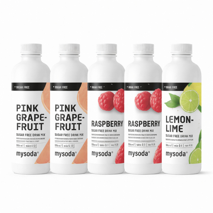 5 pcs Mysoda Grape, Raspberry, Lemon 500 ml - Ger 36L dryck ryhmässä KOTI, TALOUS JA PUUTARHA / Kodinkoneet / Vesi ja mehu / Hiilihapotuslaitteet / Mausteet @ TP E-commerce Nordic AB (A22715PKT4)