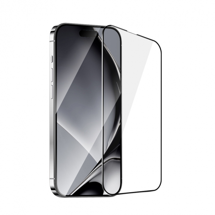 Karkaistua lasia oleva näytönsuoja metallikehyksellä, iPhone 16 Pro ryhmässä ÄLYPUHELIMET JA TABLETIT / Puhelimen suojakotelo / Apple / iPhone 16 @ TP E-commerce Nordic AB (A22744)