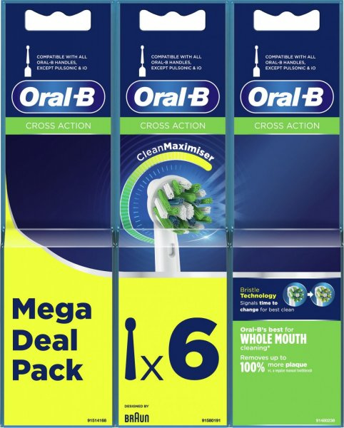 Oral-B Cross Action 6-pack ryhmässä KAUNEUS JA TERVEYS / Suunhoito / Sähköhammasharjat Tarvikkeet @ TP E-commerce Nordic AB (A22894)